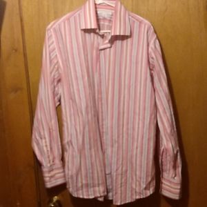 Banana Republic Men's Large Pink Striped Cotton Button front Shirt